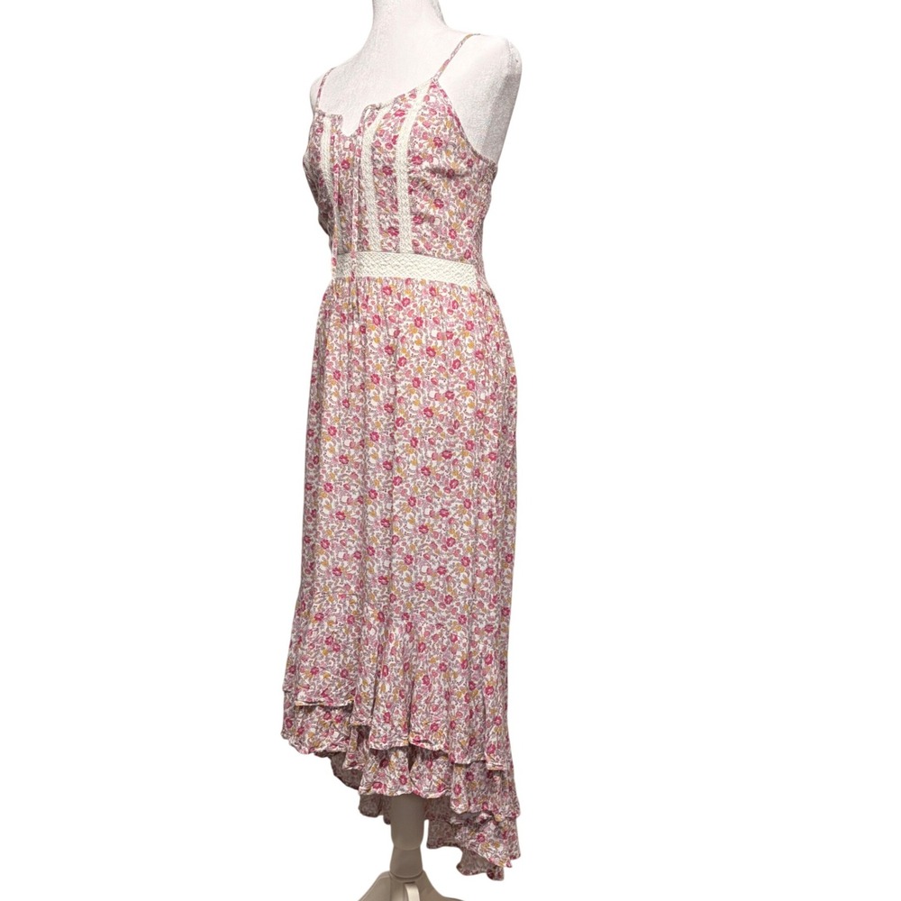 Japna Milkmaid Floral Tiered Hi Low Maxi Dress M Romantic Country Cottage Boho